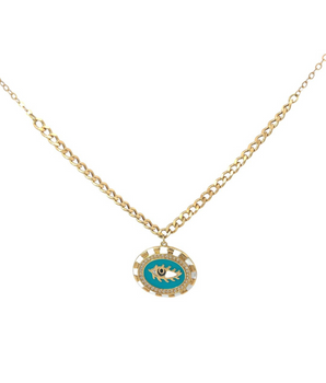 18KT Gold Dual Tone Enamel Necklace