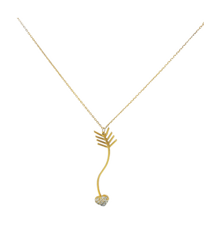 18KT Gold Arrow Heart Necklace