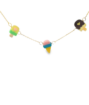 18KT Gold Rainbow Ice Cream Necklace