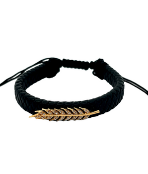 18KT Gold Leaf Leather Bracelet