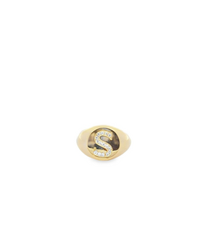 18KT Gold Zircon Customizable Initial Ring