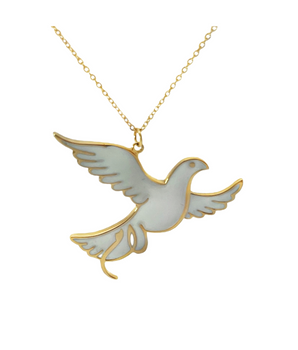 18KT Gold Bird Enamel Necklace