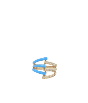 18KT Gold Blue Enamel Zircon Ring