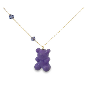 18KT Gold Purple Bear Necklace