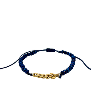 18KT Gold Blue Luxe Cuban Bracelet