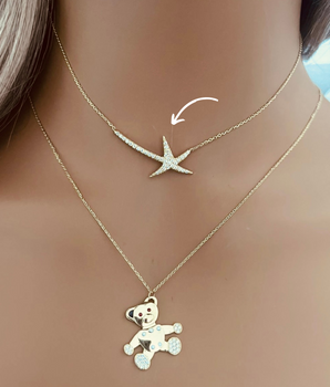 ZS Jewelry 18KT Gold Teddy Bear and Starfish Necklaces