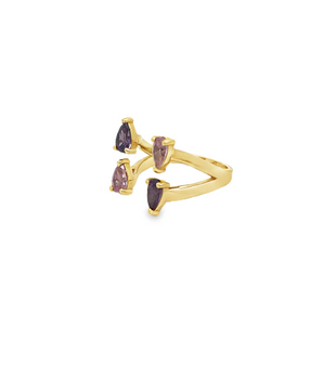 18KT Gold Purple and Pink Semi Precious Stone Ring