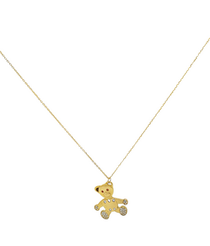 18KT Gold Little Teddy Sparkle Necklace