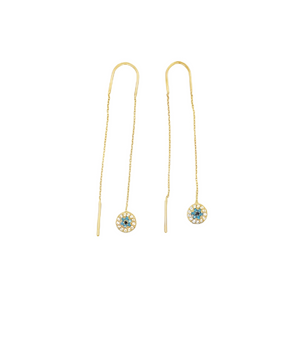 18KT Gold Round Evil Eye Earrings with Zircon