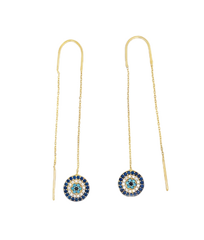 18KT Gold Blue Eye Earrings