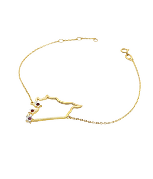 18KT Gold Map Bracelet with Ruby