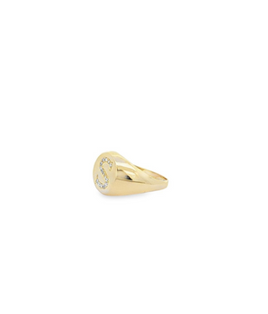 18KT Gold Zircon Customizable Initial Ring