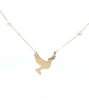 18KT Gold Bird Pearl Necklace