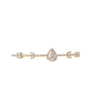 1.46CT Marquise Pear Natural Diamond Bangle in 18KT Gold