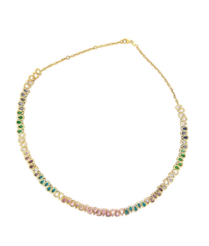 18KT Gold Colorful Semi Precious Necklace