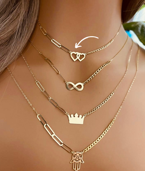 ZS Jewelry 18KT Gold Layered Twin Hearts & Infinity Necklaces