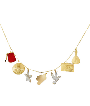 18KT Gold Lebanon Enamel Necklace