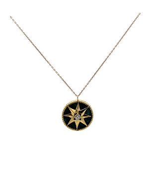 18KT Gold Emerald Resin Necklace