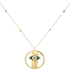 18KT Gold All On Me with Evil Eye Necklace