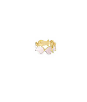 18KT Gold Pink Heart Enamel Ring