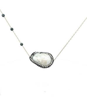 18KT Gold Zircon Onyx Necklace