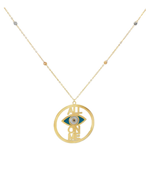 18KT Gold All On Me with Evil Eye Necklace