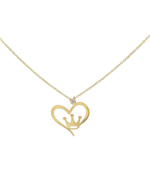 18KT Gold King of Heart with Zircon Necklace