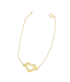 18KT Gold Heart Bracelet