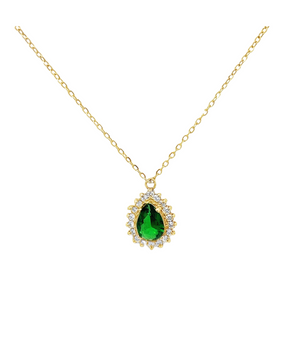 18KT Gold Green Gem Necklace