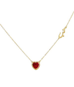 18KT Gold Heart Shaped Ruby Love Necklace