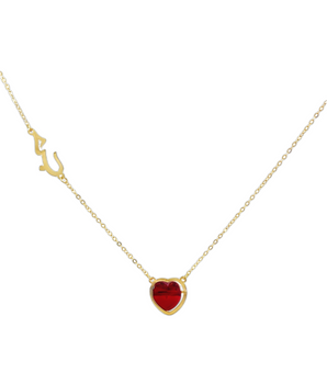 18KT Gold Heart Shaped Ruby Love Necklace