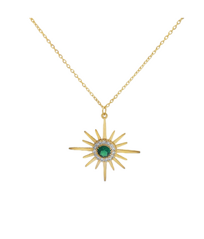 18KT Gold Green Star Necklace