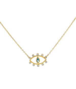 18KT Gold Enamel Eye Necklace