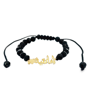 18KT Gold Heart Onyx Bracelet