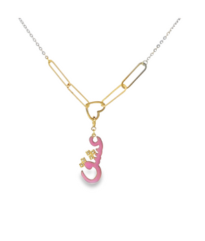 18KT Gold Customized Enamel Heart Necklace