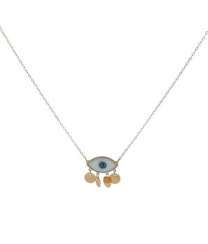 18KT Gold hanging Enamel Eye Necklace