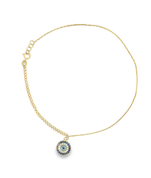 18KT Gold Evil Eye Anklet