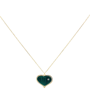 18KT Gold Malachite Heart Necklace