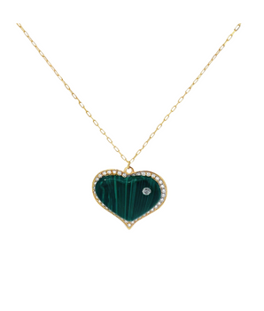 18KT Gold Malachite Heart Necklace