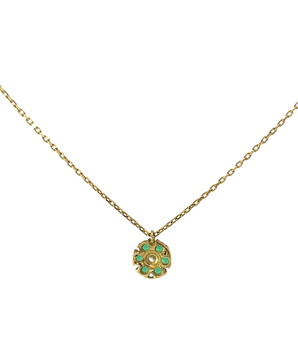 18KT Gold Green Flower Necklace