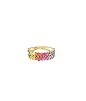 18KT Gold Colorful Marquise Ring