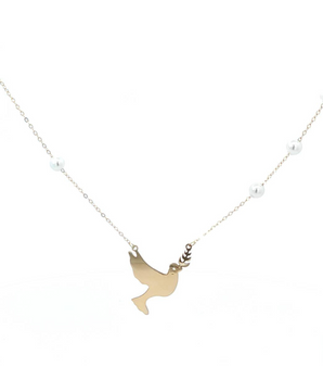 18KT Gold Bird Pearl Necklace