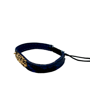 18KT Gold Customized Leather Bracelet