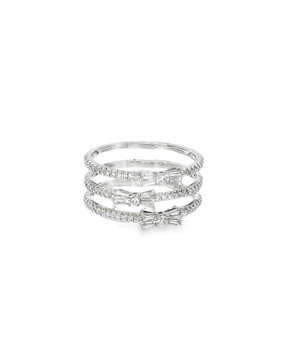 0.6CT Baguette & Round Shaped Multi Layer Diamond Ring