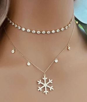 ZS Jewelry 18KT Gold Snow Flake With Zircon Necklace