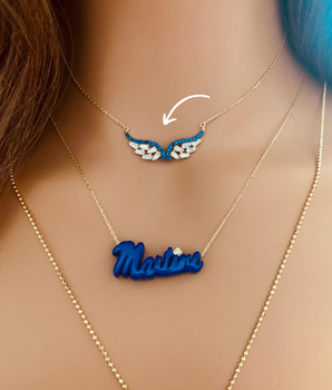18KT Gold Wings Customizable Resin Necklaces