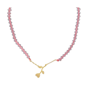 18KT Gold Pink Rose Necklace