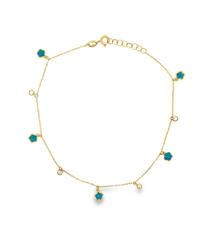 18KT Gold Enamel Star Anklet