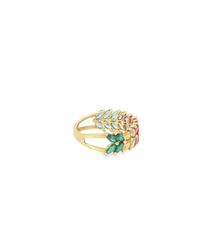 18KT Gold Colorful Marquise Ring