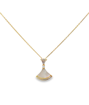 18KT Gold Zircon Pearl Necklace